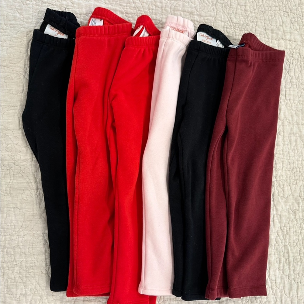 5 Pairs of Cat and Jack/1 Pair of Old Navy Fleece-Lined Leggings - Size 3T